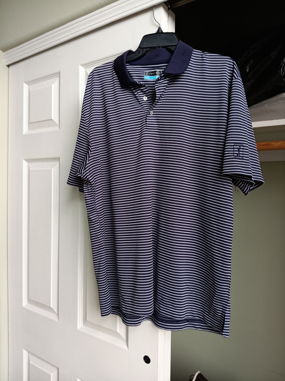 PGA Tour Navy & White Narrow Stripe Polo